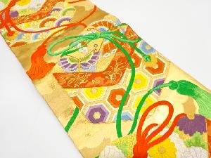 アンティーク　文箱に蝶・花・古典柄織り出し袋帯（材料）